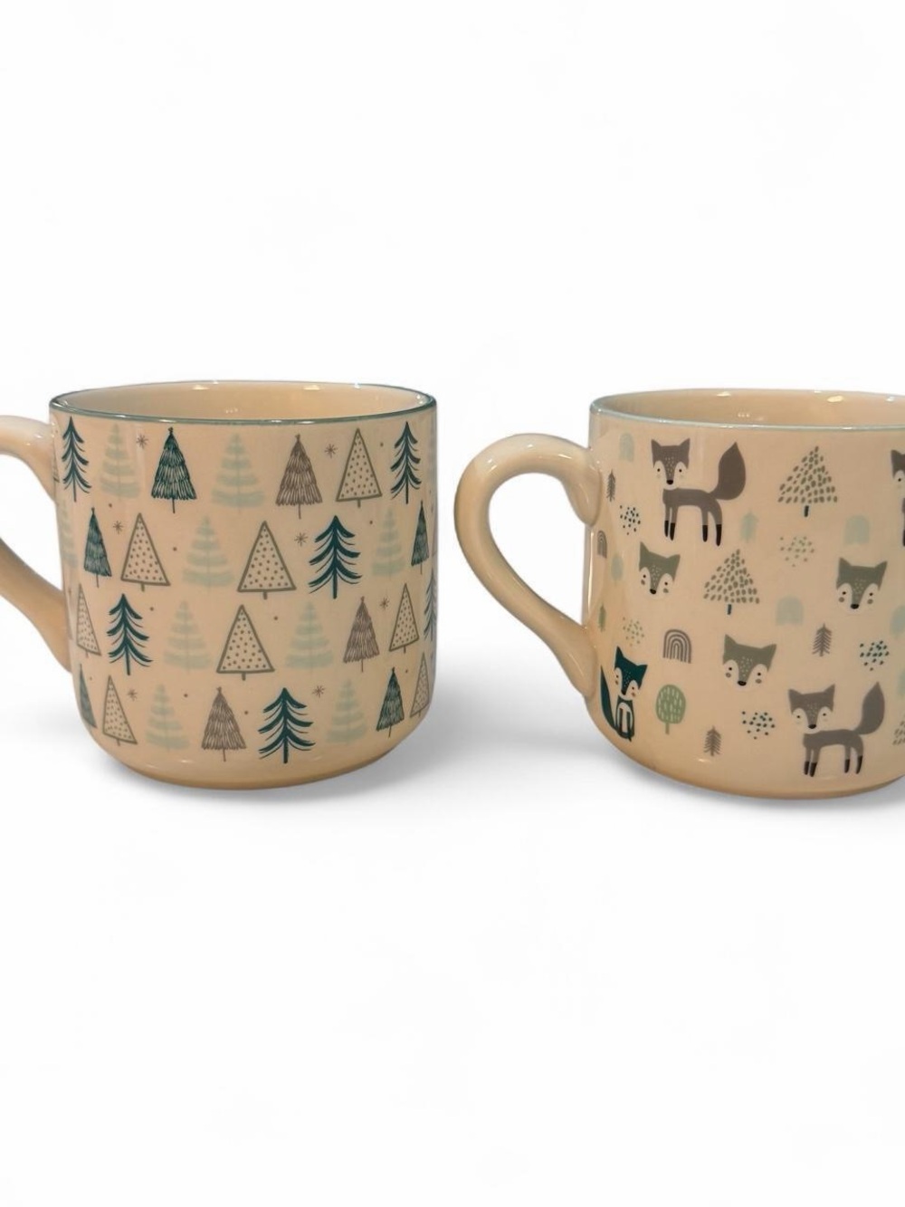 Ceramic Forest Fox Pattern mugs. Set of 2
